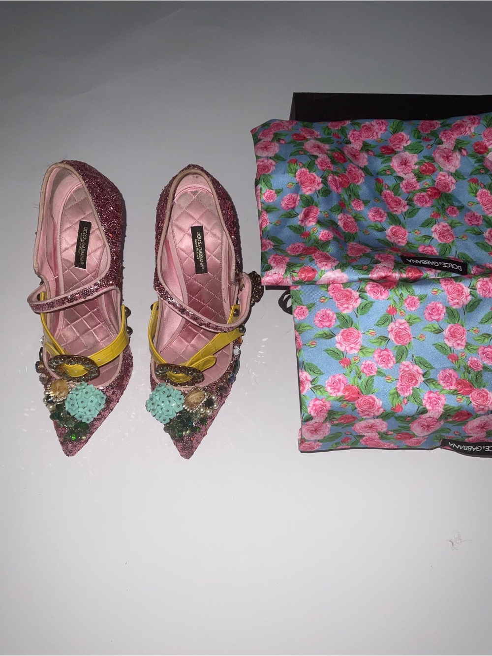 Dolce & Gabbana Pink Embellished Pointed-Toe Flats - Picture 6 of 16